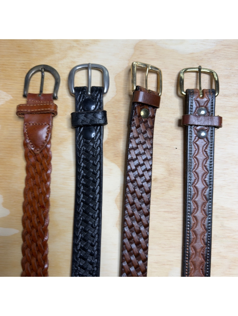 Vintage Leather Belts Different Textures And Sizes Lot of 4